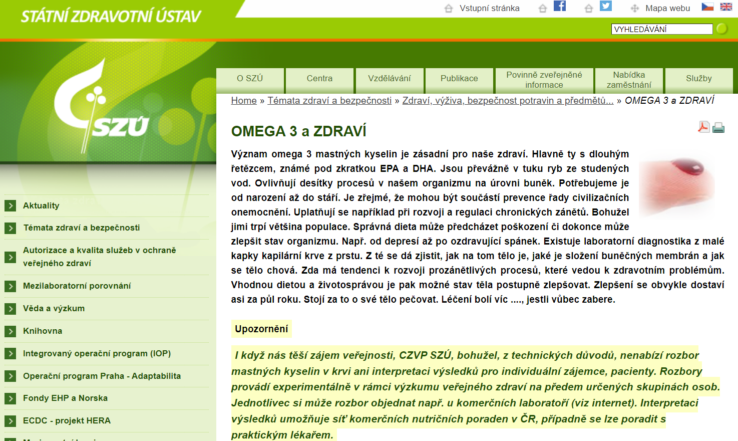 SZÚ Omega 3 a zdraví